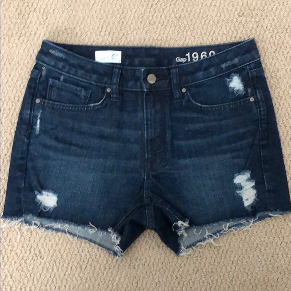 Gap Women’s Dark Denim Distressed Shorts